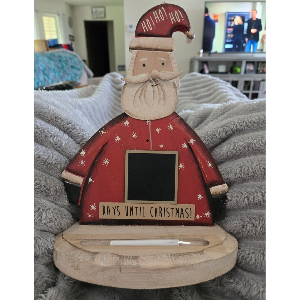 Primitives by Kathy Wooden Santa Chalkboard Christmas Countdown Tabletop Decor